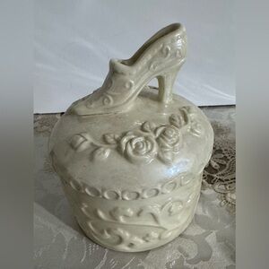 Dolomite Trinket Box High Heel Shoe Embossed Rose